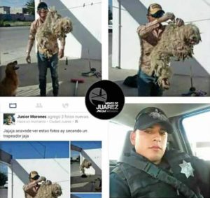 policia cuelga a perro